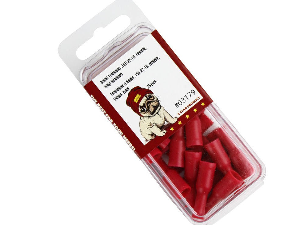 Terminal Bullet-F 22-18AWG 25pk .156 Red Tuf Pug
