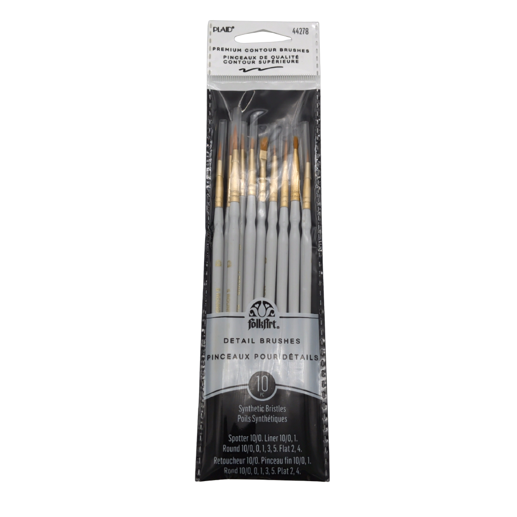 Detail Brushes 10pk. Assorted Plaid