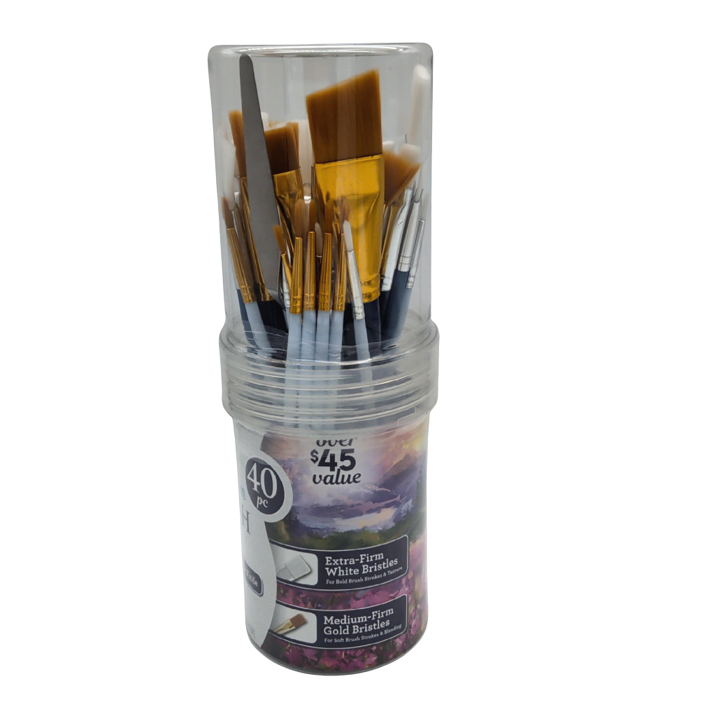 Pinceaux de qualité supérieure, 40 pièces, 39 pinceaux assortis avec 1 couteau à palette en métal ArtSkills