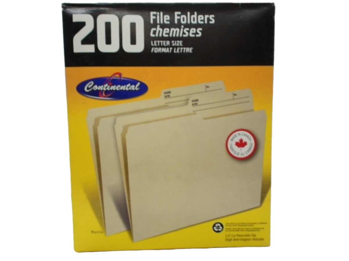File Folders Letter Size 200pk. Continental
