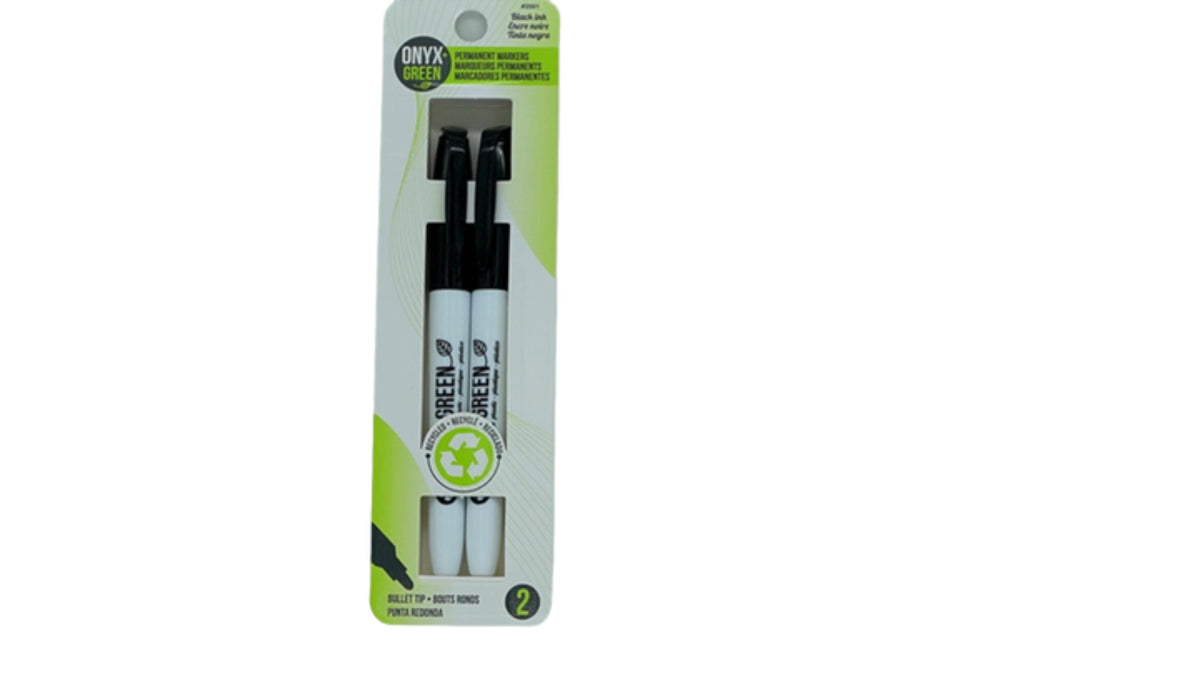 Permanent Marker 2pk. Black Bullet Tip Onyx + Green