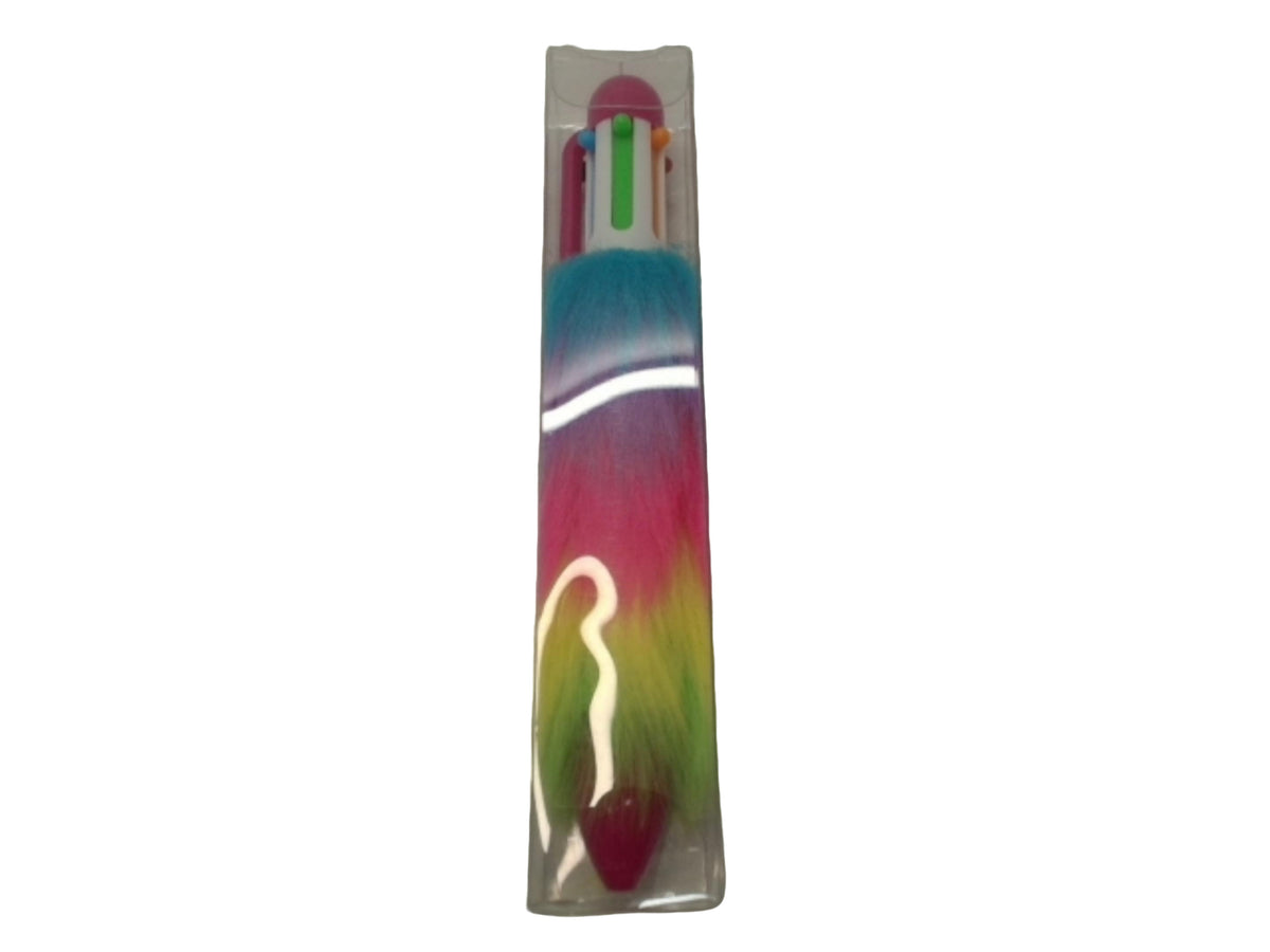 Stylo rétractable multicolore en fourrure duveteuse