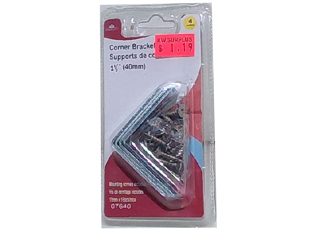 Corner Brackets 1-1/2" 4pcs. Set W/ Screws