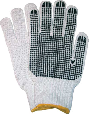 Gloves knitted cotton blk dots yellow doz M