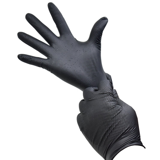 Nitrile Gloves 50PK 8 Mil Black M Diamond Grip Latex Free Disposable
