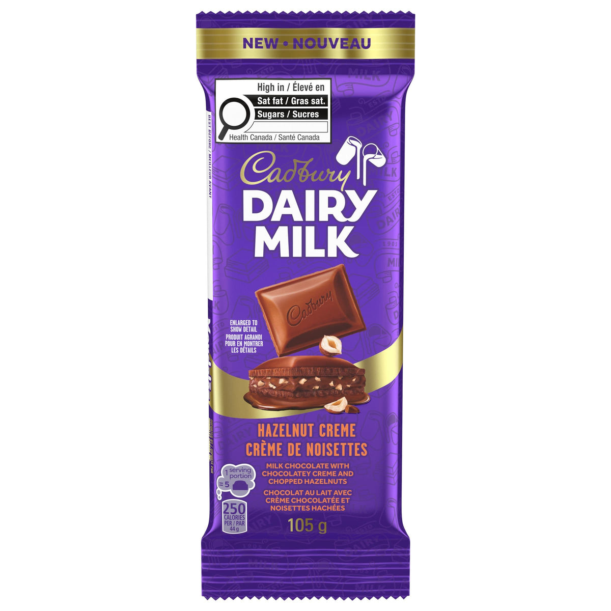 Cadbury Dairy Milk Hazelnut Crème Chocolate Bar 105g.