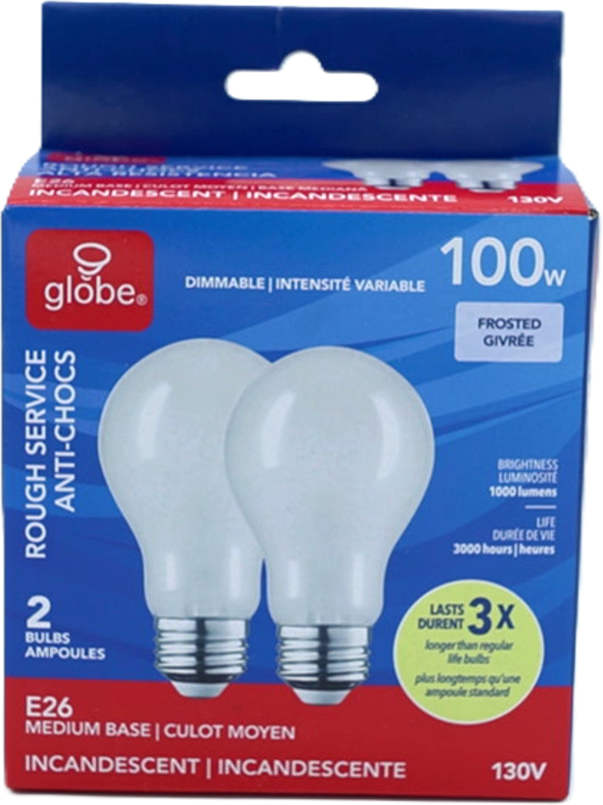 Light Bulb Soft White 100w 2 Pack Globe