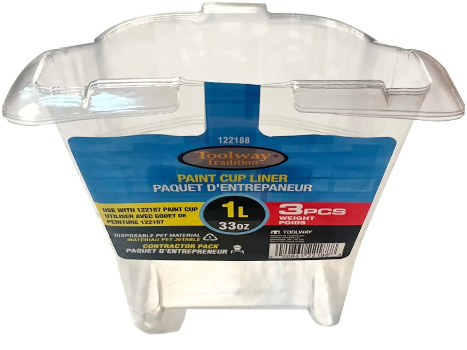 3Pk Paint Cup Liner 1L Toolway Tradition
