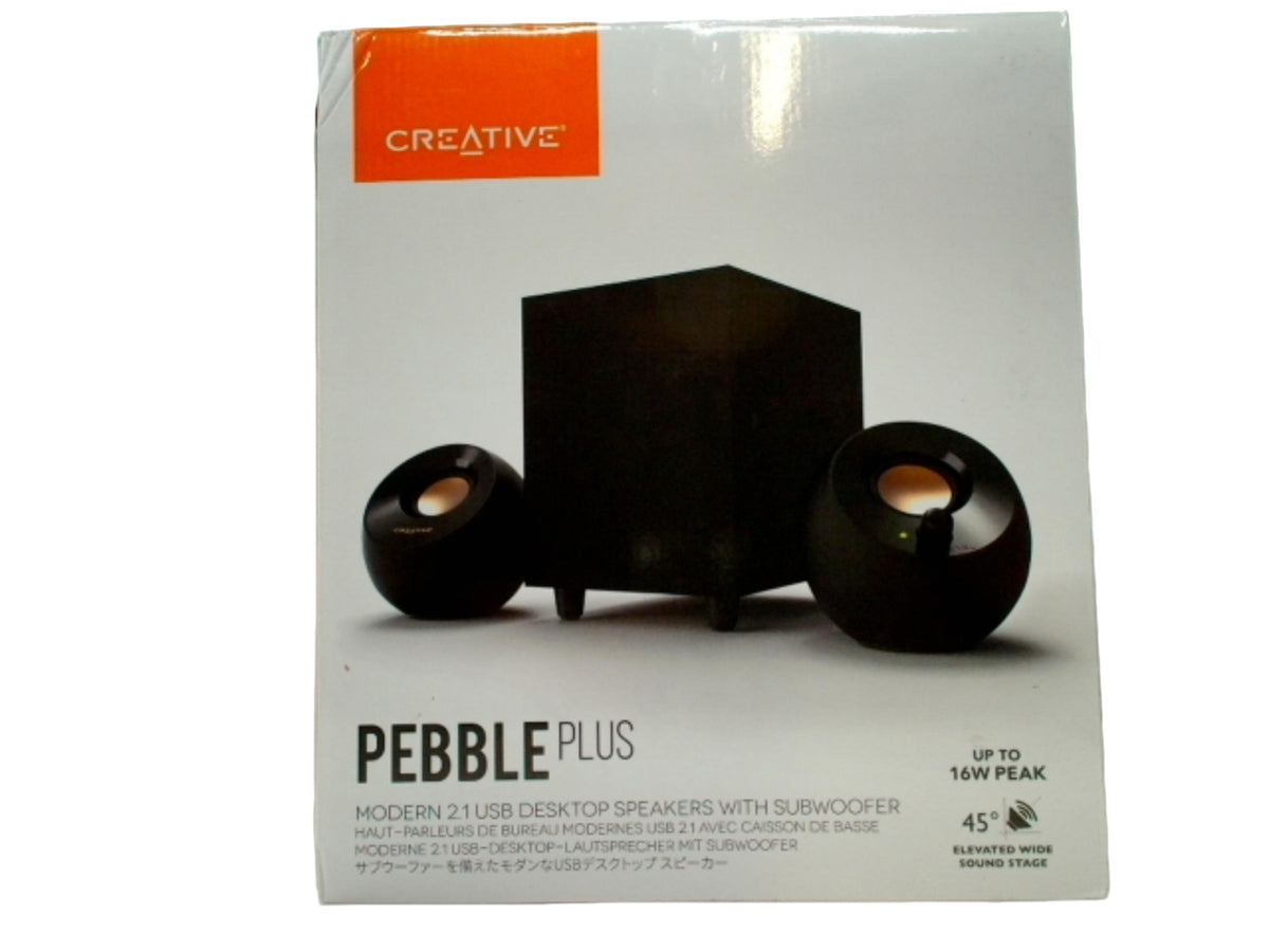 Pebble Plus Modern 2.1 USB Desktop Speakers w/Subwoofer 16W Peak Creative