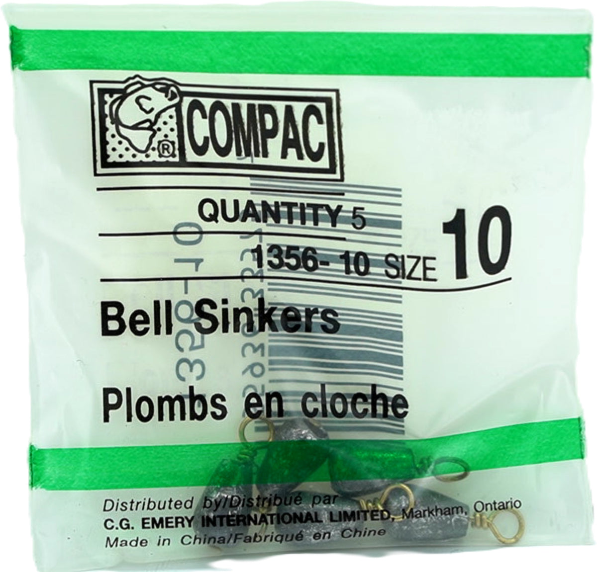 Bell sinkers, size 1/8 oz, 5 pcs