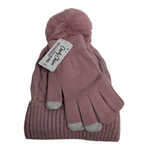 Ladies 2pc. Hat & Touch Gloves Set Assorted Colours Cindy Claire