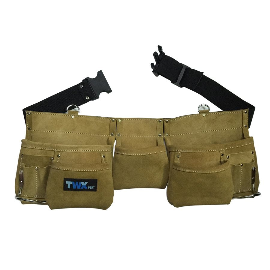 Tablier de ceinture en cuir à 11 poches avec ceinture en toile TWXpert