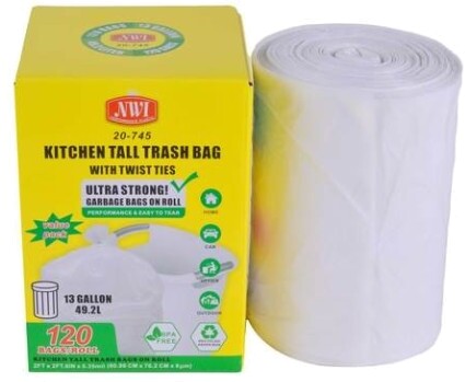 Sac Poubelle 13 Gallons avec Liens Torsadés Paq. de 120 NWI
