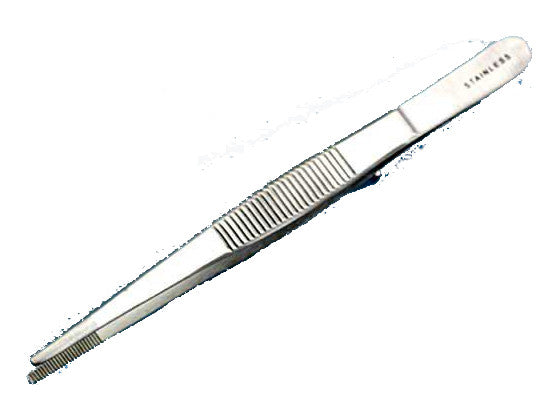 Forceps, medium point, 115mm 4.5", straight, sta