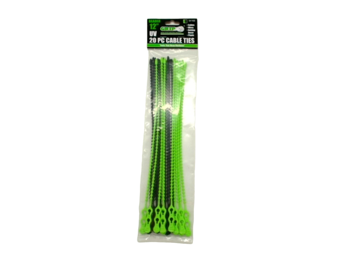 12" Beaded Cable Ties 20pk. Grip