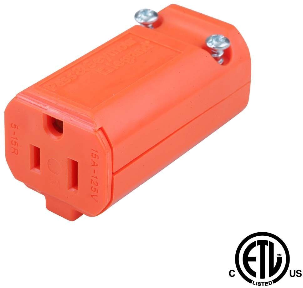 Socket For Power Cord Female 125vac 15a 16-14awg Sjt Orange Global Tone