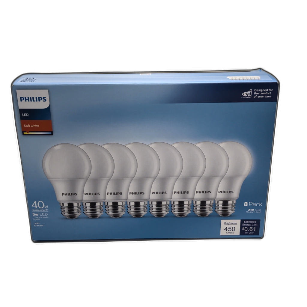 LED Bulb 8pk. 40W Replacement A19 Soft White Philips (ENDCAP)