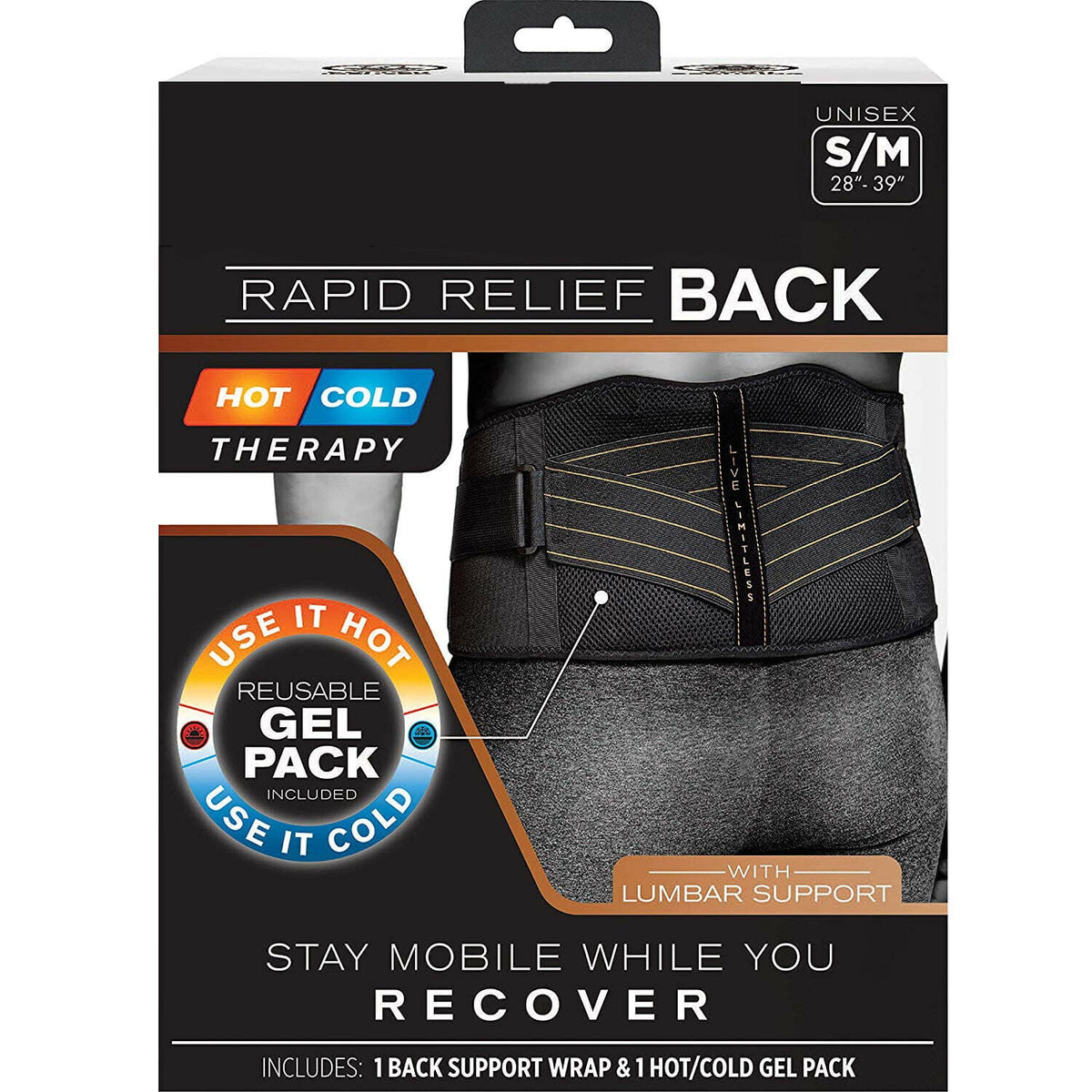 Rapid Relief Back Support w/Reusable Hot/Cold Gel Pack - Additional View