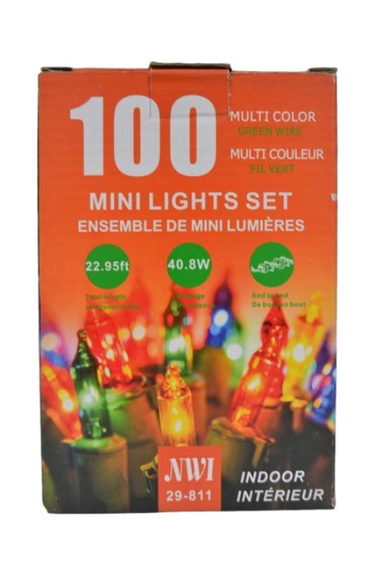 Mini Light 100lt Indoor Multi Color Bulb 22.95ft Length