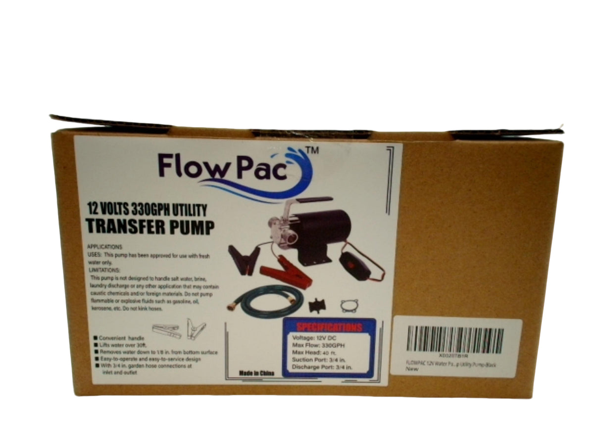 Utility Transfer Pump 12V 330gph 3/4" Ports Fresh Water Only Flow Pac