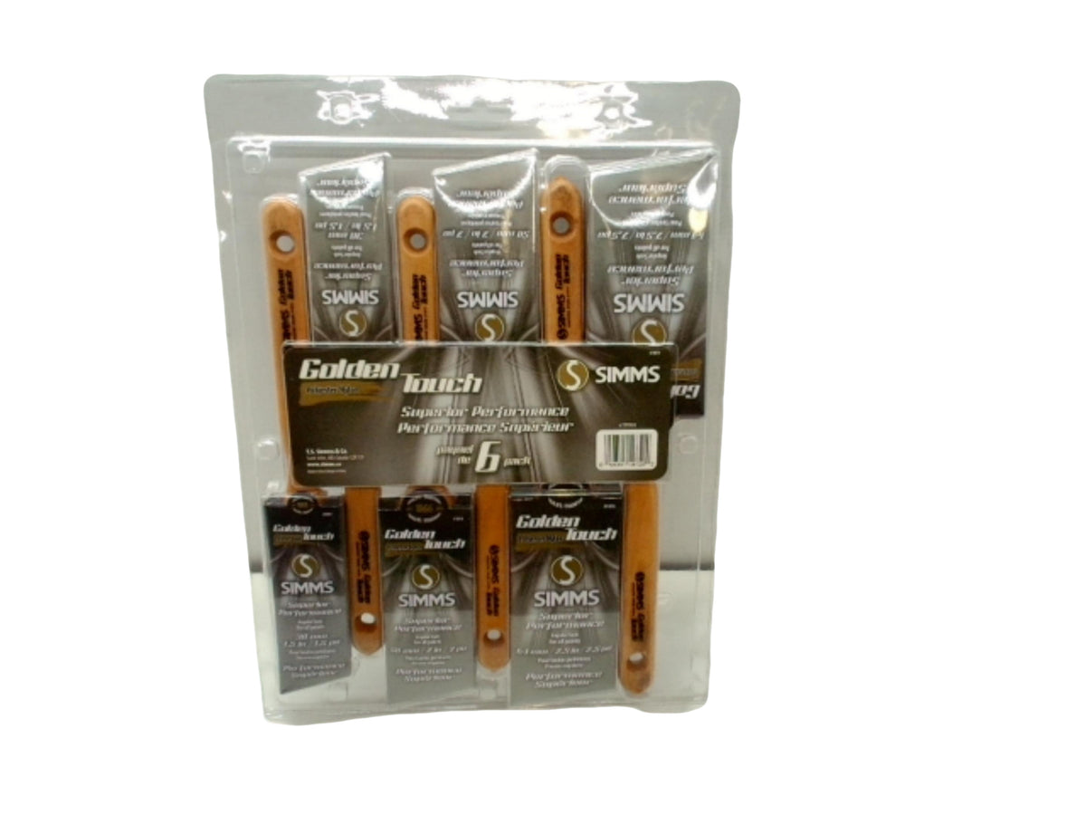 Angular Paint Brush Set 6pc. Ass't Sizes Polyester Nylon Golden Touch