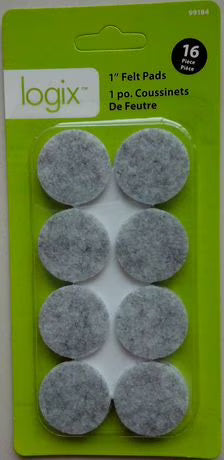 Felt Pads 1" Round 16pk. Logix