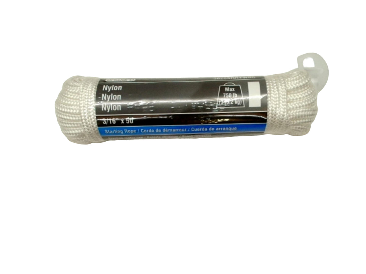 Corde de lanceur en nylon 3/16" x 50' Blanc 750lb. Onward