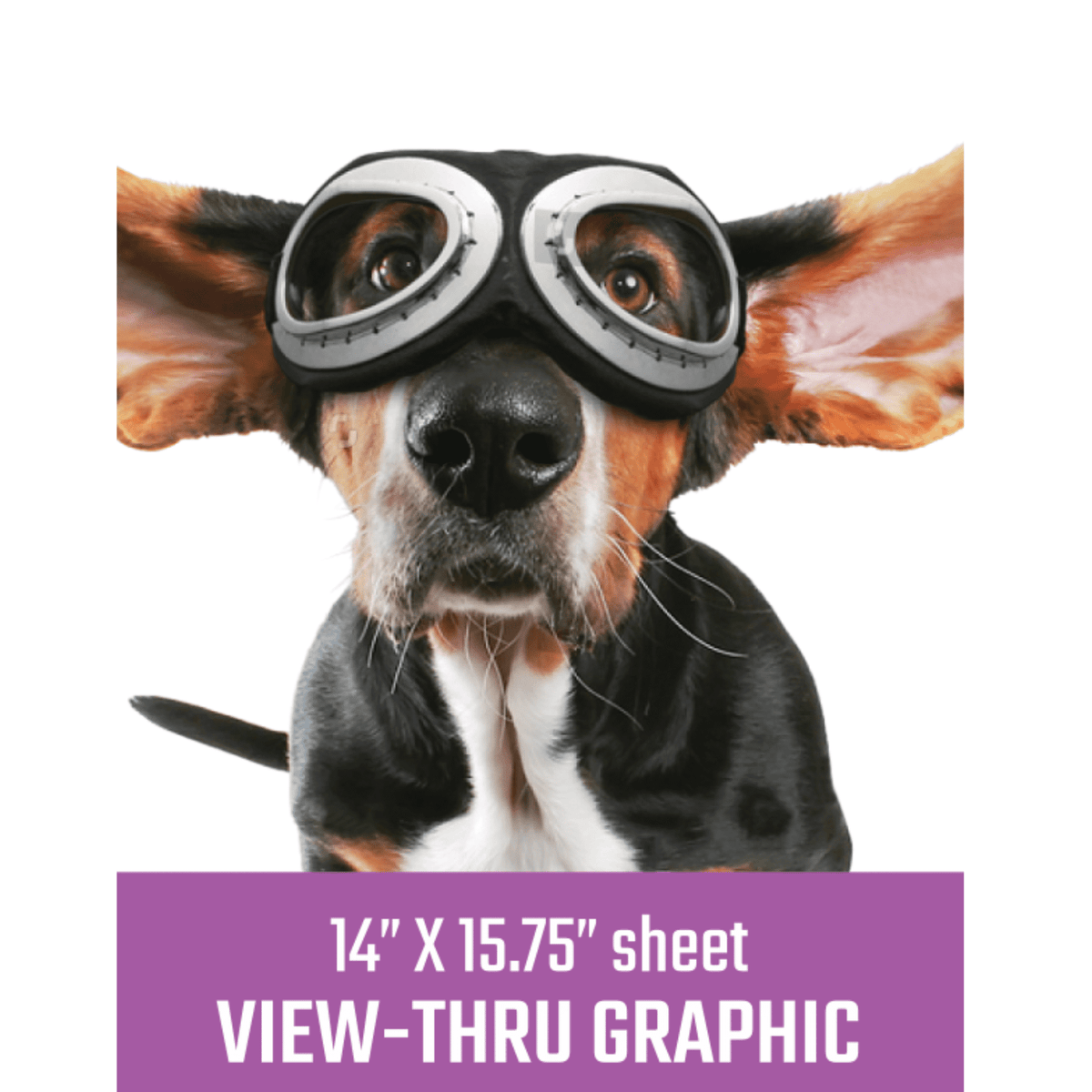 Passenger Car Window Cling Goggles Dog 14" x 15.75" Fits Rear Window - Additional View