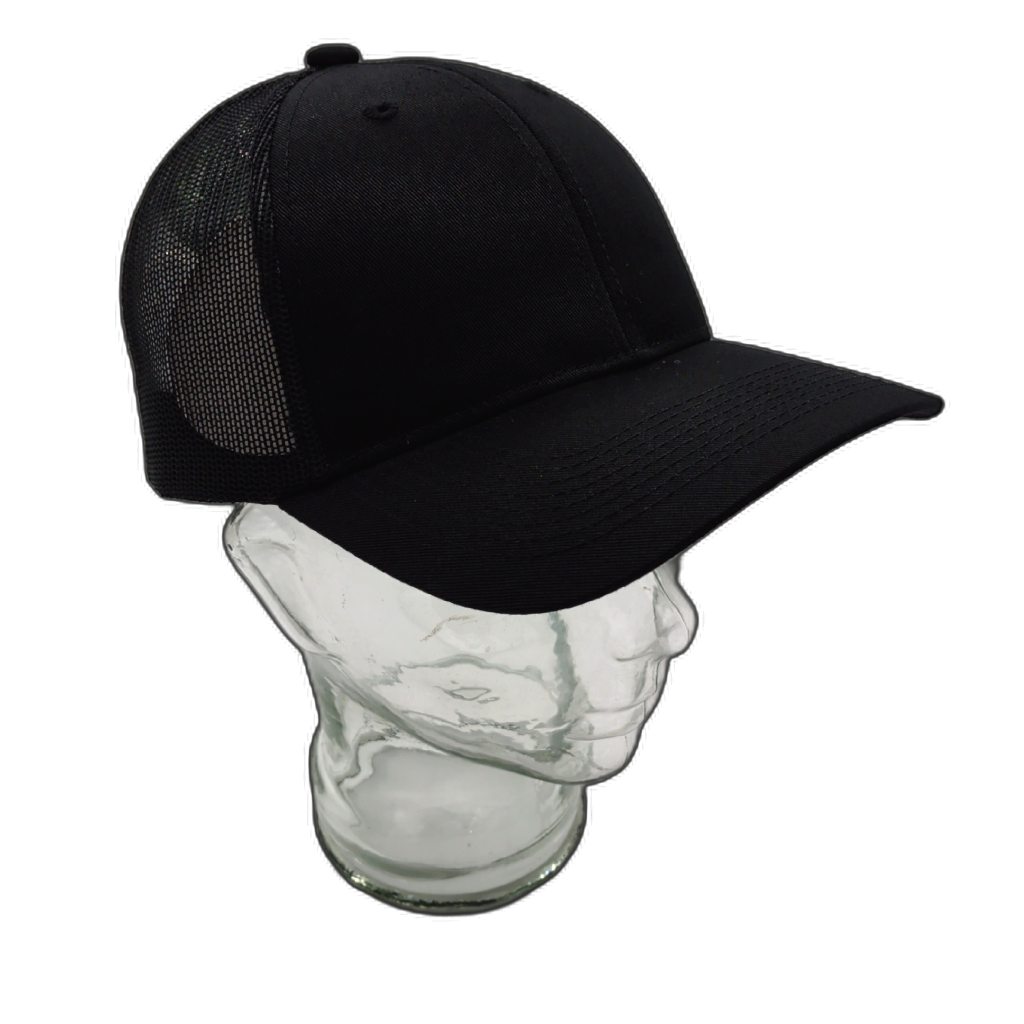 Ballcap Plain Black Mesh Back Adjustable