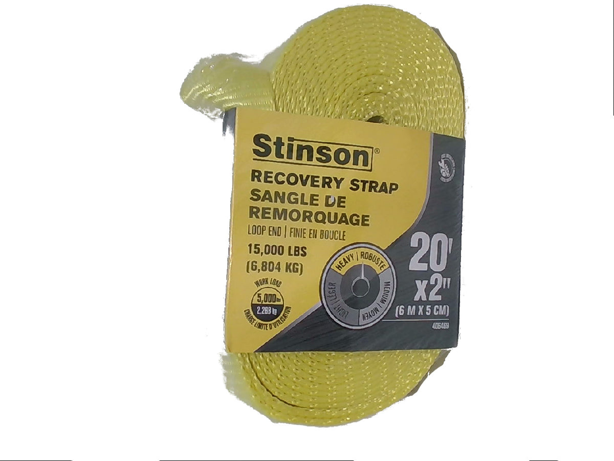 Sangle de récupération à boucles 20 pieds x 2 pouces 5 000 lb charge de travail Stinson