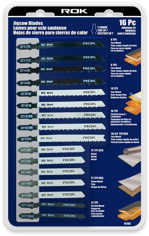 Jigsaw blade set T-shank 16 pcs