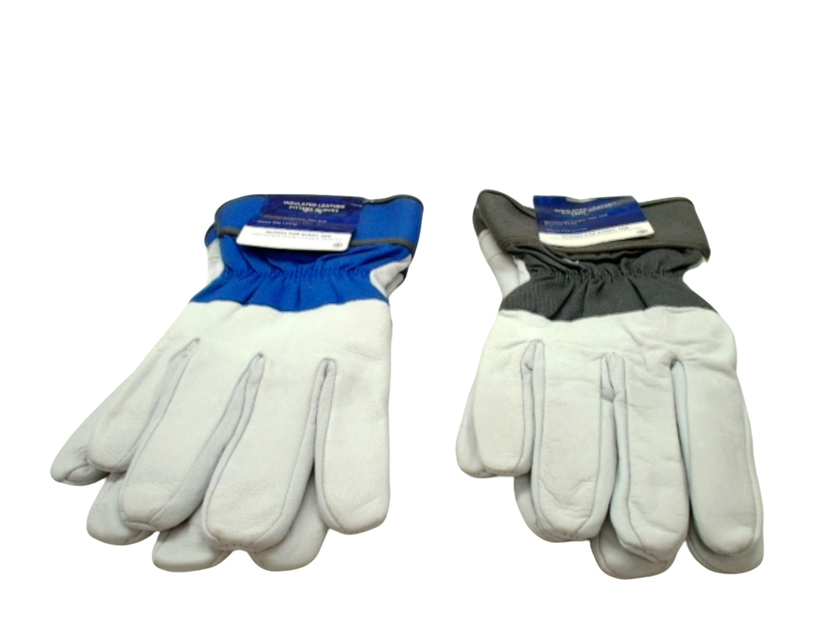 Insulated Leather Fitters Work Gloves Blue Or Grey Cuff(2 for $9.99)