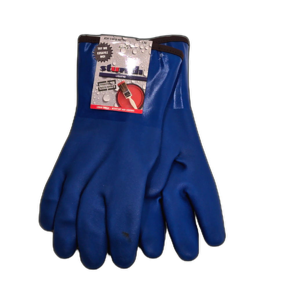 Double Dipped PVC Lined Work Gloves Large Blue Sturrdi Liquipro