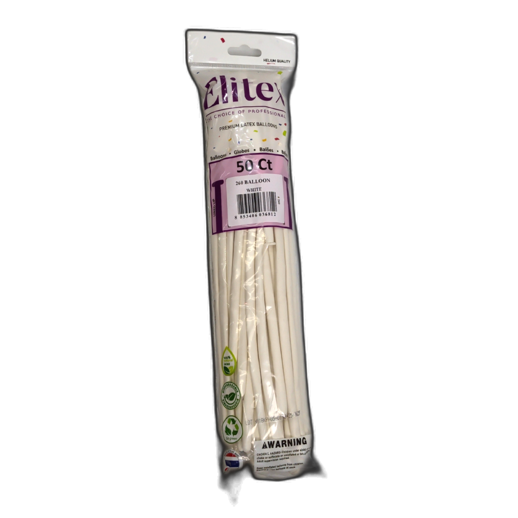 Twisting Balloons 50pk. White Elitex