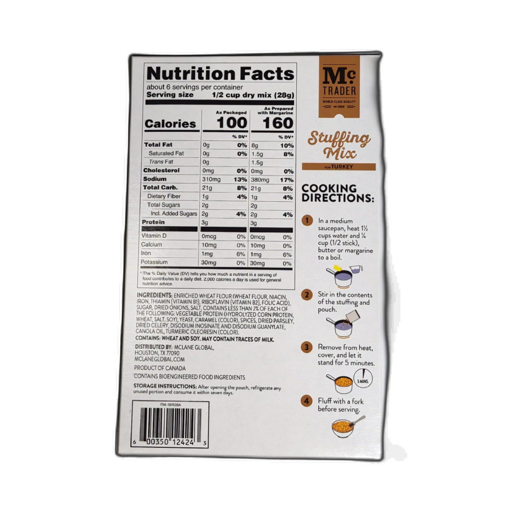 Stuffing Mix For Turkey 170g. Mc Trader BB-2027-02-19
