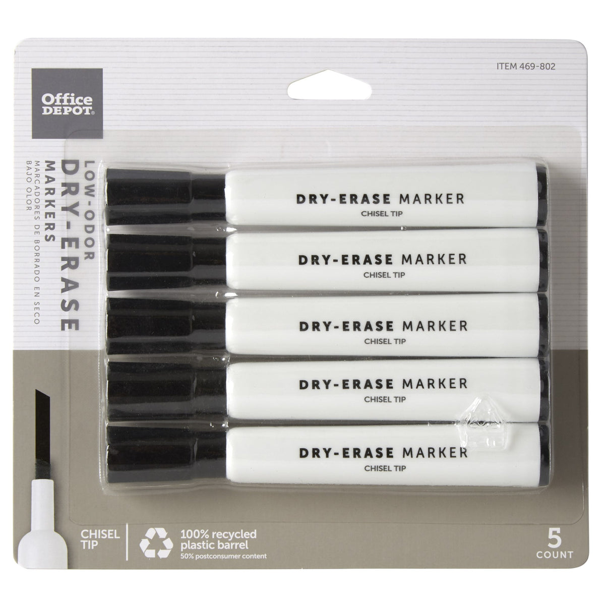 Dry Erase Markers 5pk. Black Office Depot - Additional View