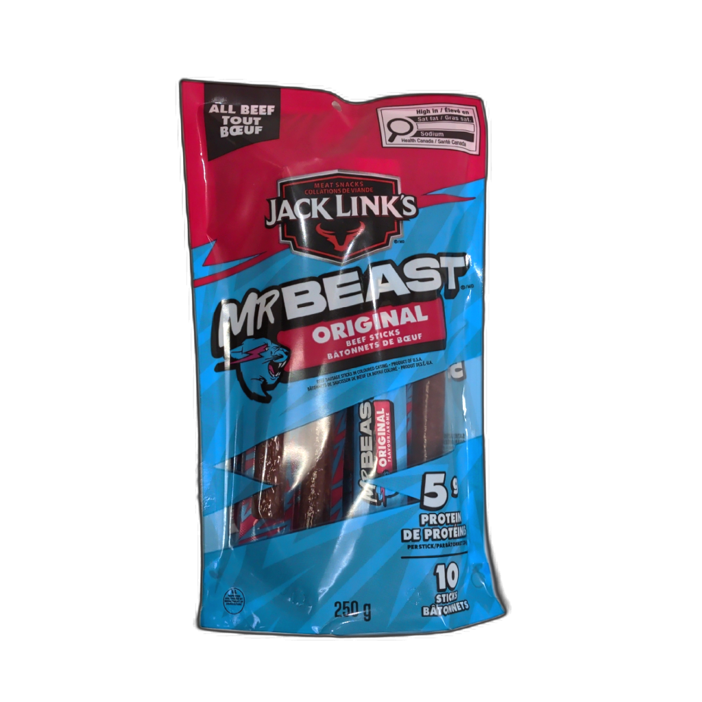 Mr. Beast Beef Sticks 10pk. Original 250g. Jack Links