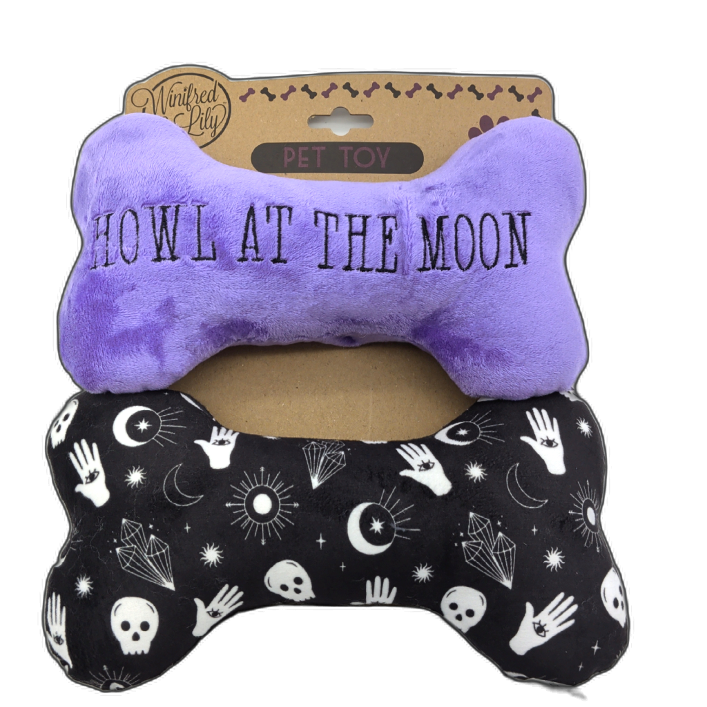 Dog Toy Plush Crinkle Bone 2pk. Howl At The Moon Winifred & Lily