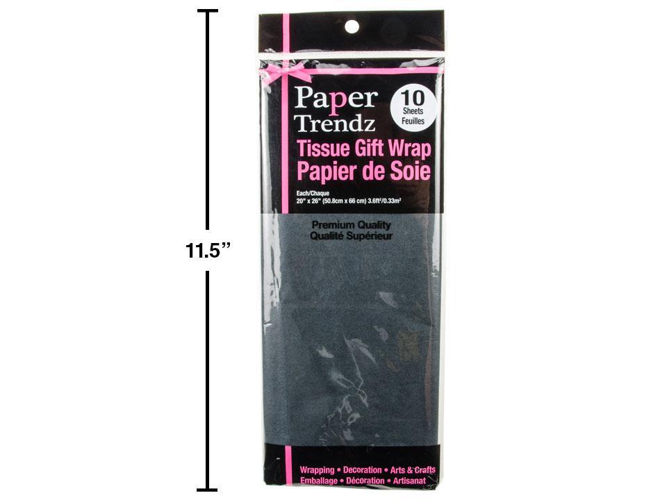 Papier de soie d'emballage noir 10 feuilles 20x26 50,8x66cm