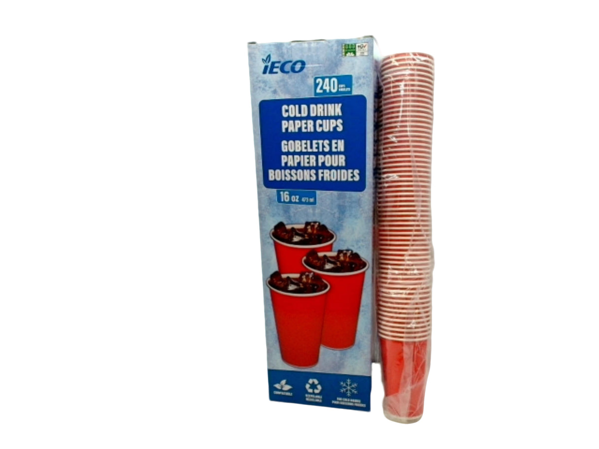 Gobelets en carton pour boissons froides 16oz. Paquet de 240. Ieco (ou 5,99 $/60)