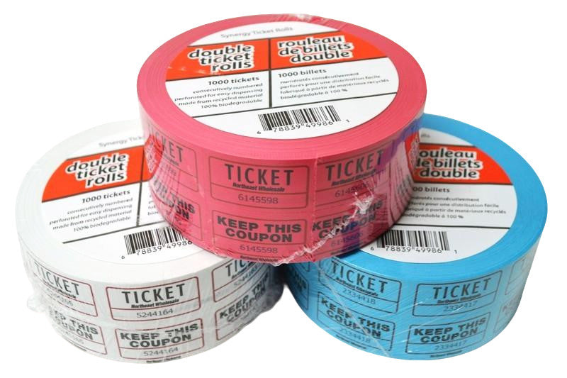 Admit One Ticket+coupon, 1000/roll