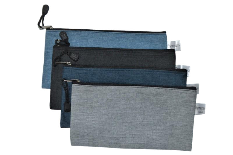 Trousse zippée coloris assortis 4,5x9,25 pouces