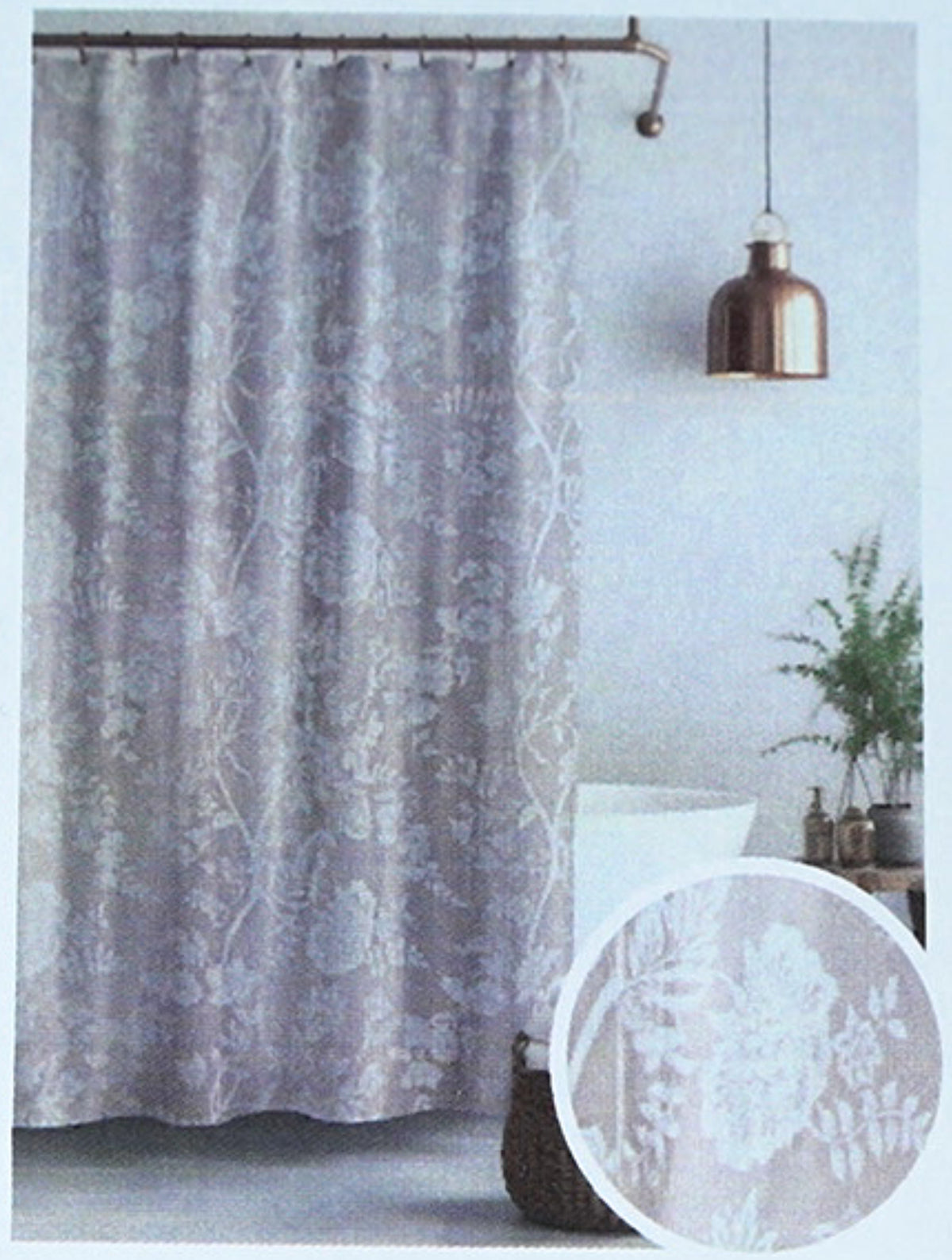 Shower Curtain Taupe Floral 70x72 Inch Polyester Printed Fabric