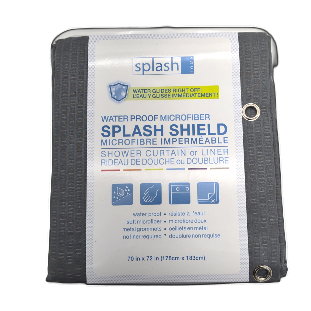 Microfiber Shower Curtain or Liner 70" x 72" Steel Grey Splash Shield