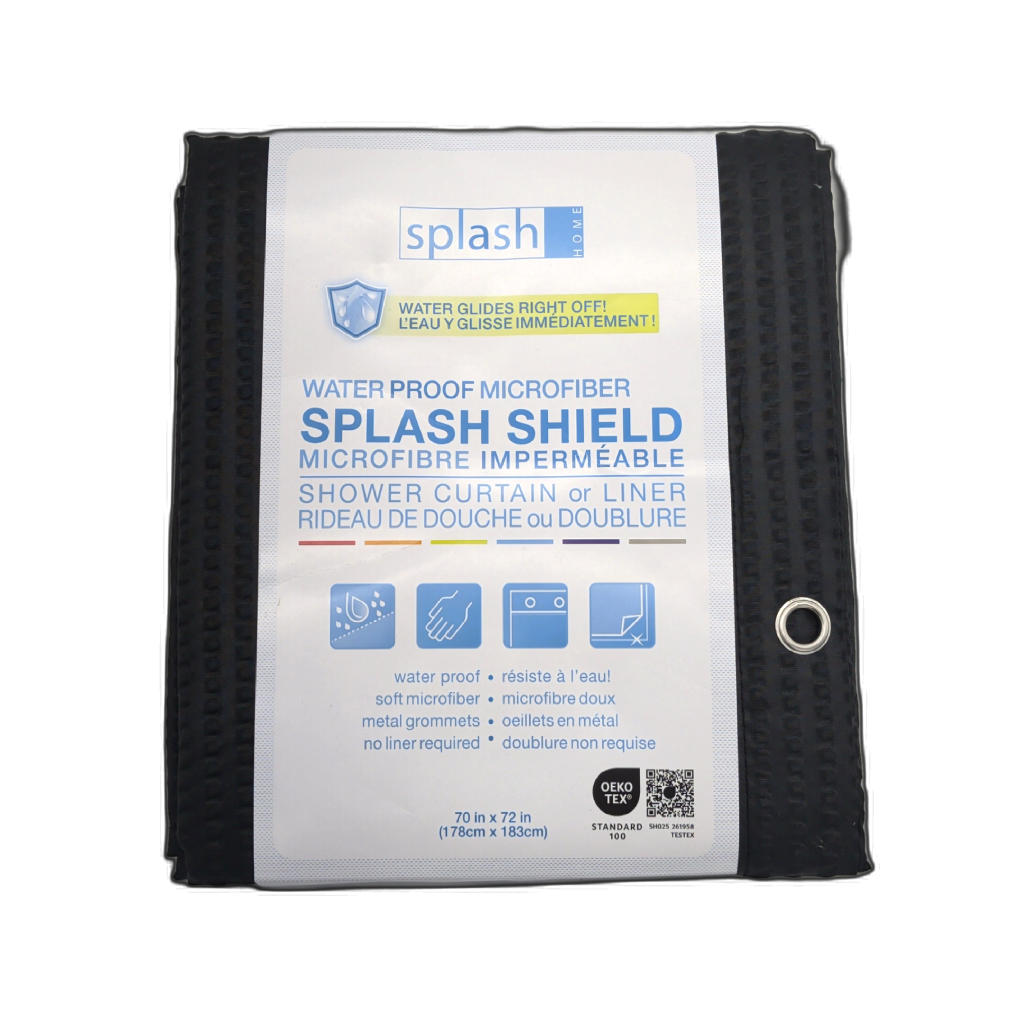 Microfiber Shower Curtain Or Liner 70" X 72" Ova Black Splash Shield