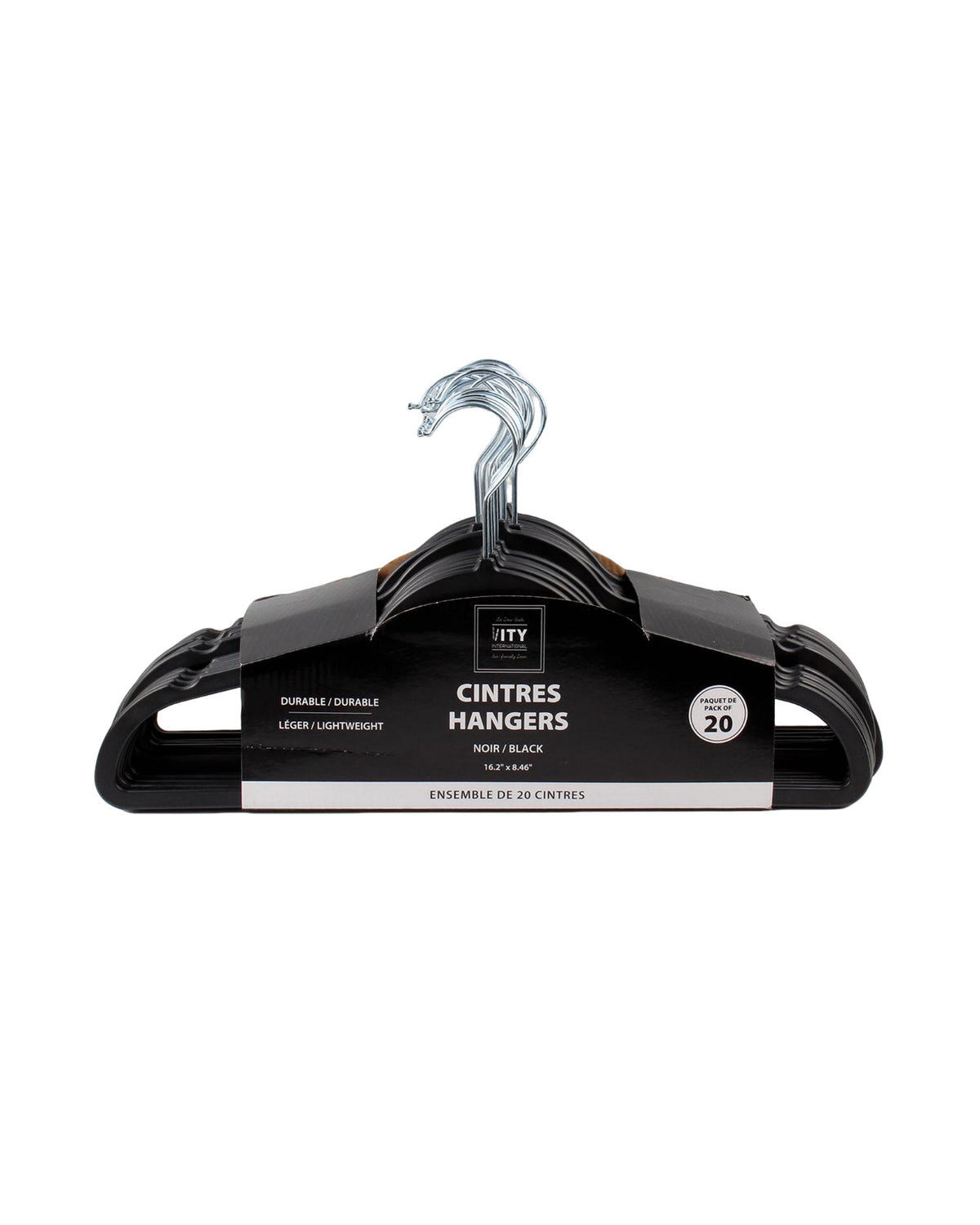 Cintres en plastique lot de 20 - Noir