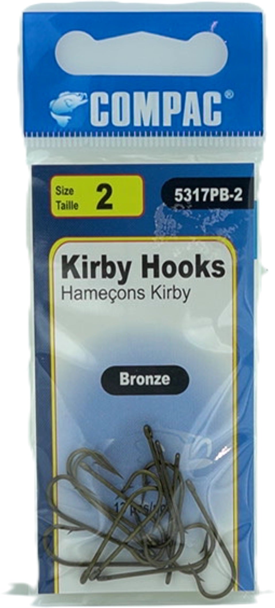 Bronze Kirby Hooks, Size 2, 13 hooks