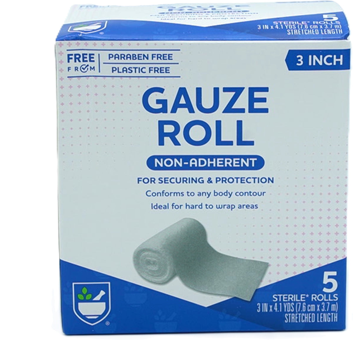 Gauze Roll Non-adherant 5 Sterile Rolls 3" x 4.1yds. Rite Aid