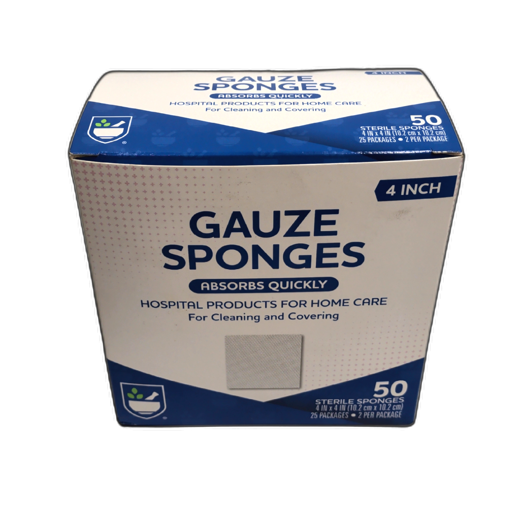 Gauze Sponges 50pk. 4" X 4" Absrbs Quickly