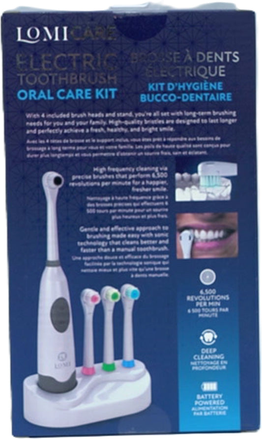 Electric Toothbrush Oral Care Kit w/Stand & 3 Extra Brush Heads Lomicare - Additional View